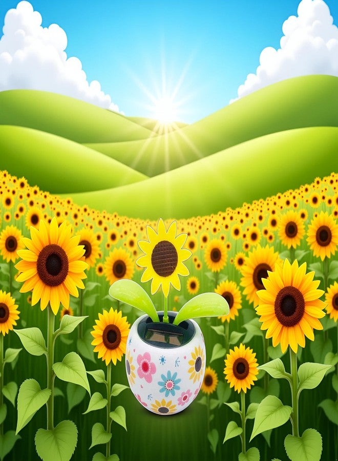 Jizlan Sunflower Solar Dancing Flower Decoration, Powered Swinging Animated Dancer Office Desk Car Decoration for Car, Solar Power Kits, Funny Ornaments - Image 4